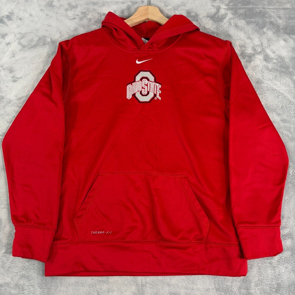 Nike Ohio State Hoodie Youth Large Fleece Lined Pullover Hoodie Center Swoosh